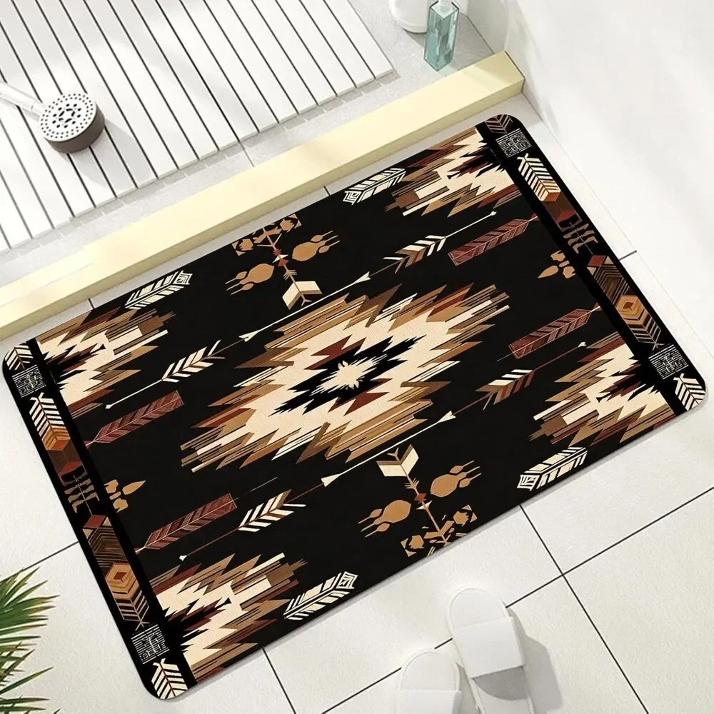 Southwestern Aztec Bath Mat 17x24 Diatomaceous Earth Non Slip Absorbent Washable